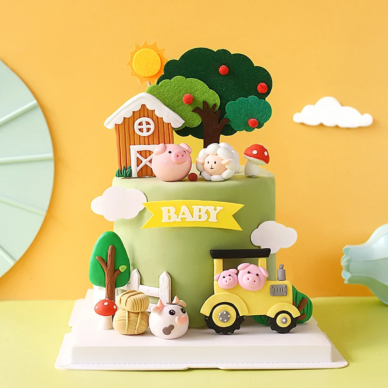 Baby Food Dessert - Mutlu Doğum Günü Pastası Topper Çiftlik