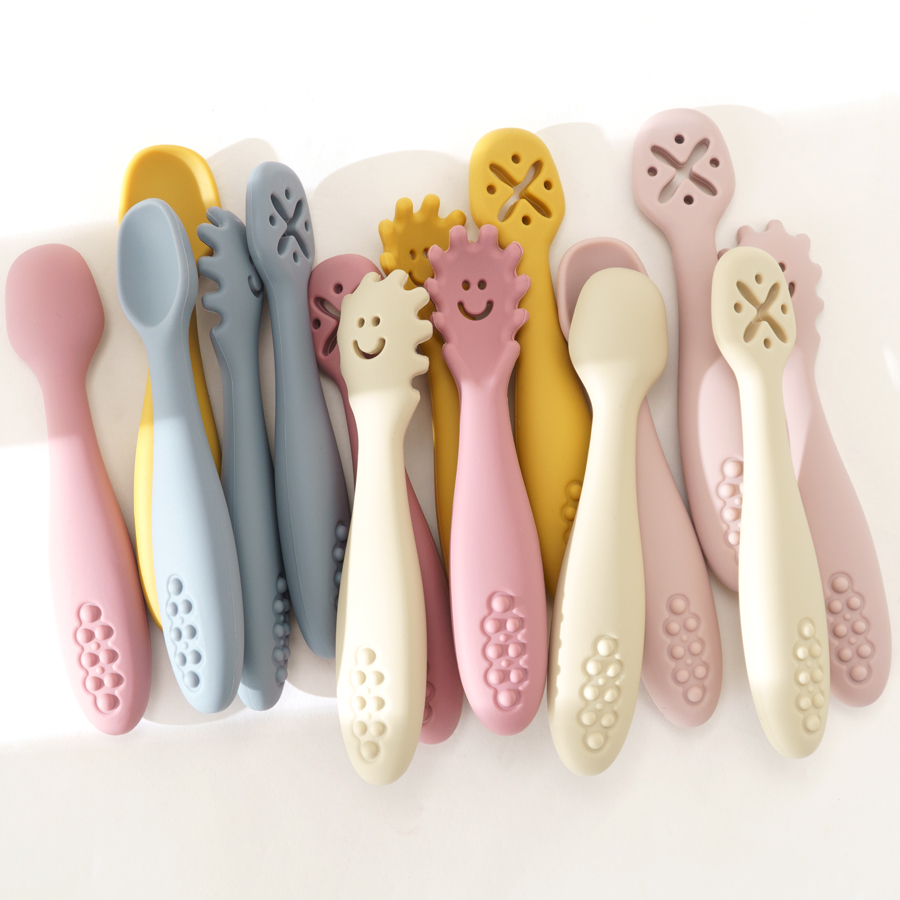 Baby Food Utensils Set - 3 adet sevimli bebek öğrenme kaşık