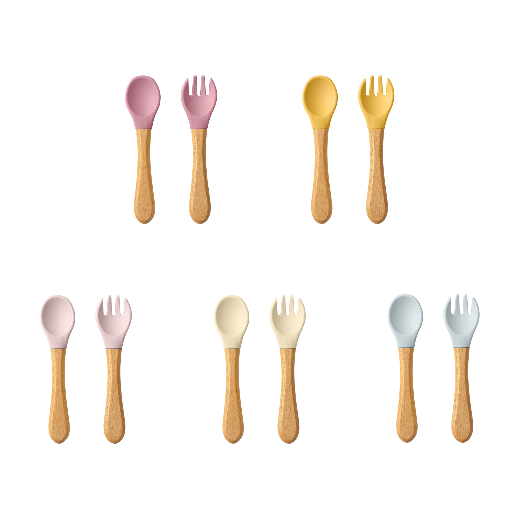 Baby Food Utensils Set - 2 adet bebek öğrenme kaşık mutfak