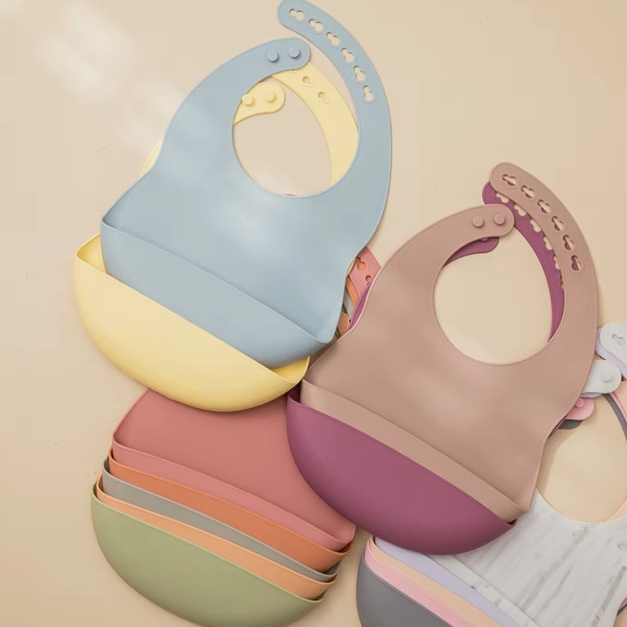 Baby Food Grade - 1 adet ayarlanabilir bebek silikon önlük
